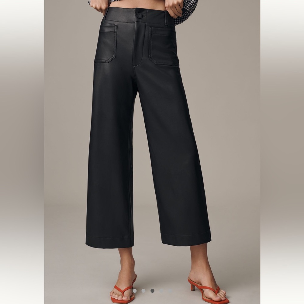 Maeve by Anthropologie Faux Leather Cropped Colette Pant